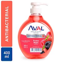 Jabón Líquido Antibacterial AVAL Frutos Rojos Frasco 400 ml